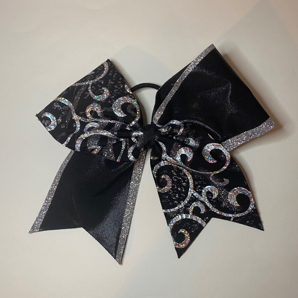 Black and silver cheer bow